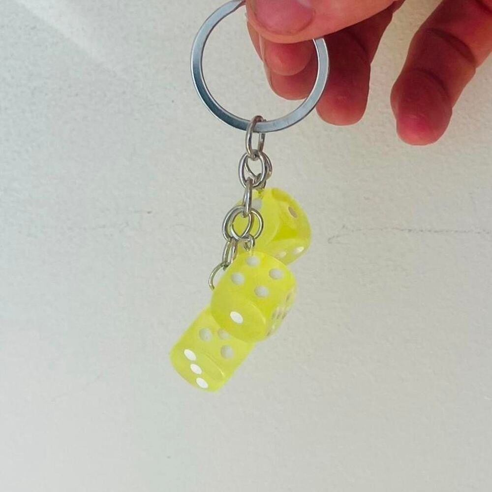Y2k 2000s vintage style light blue dice key chain